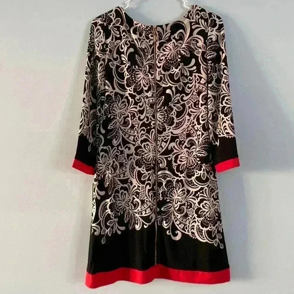 NWT Eliza J Colorblock Floral Shift Dress Mini Stretch 3/4 Sleeve Size 6 - Picture 5 of 9